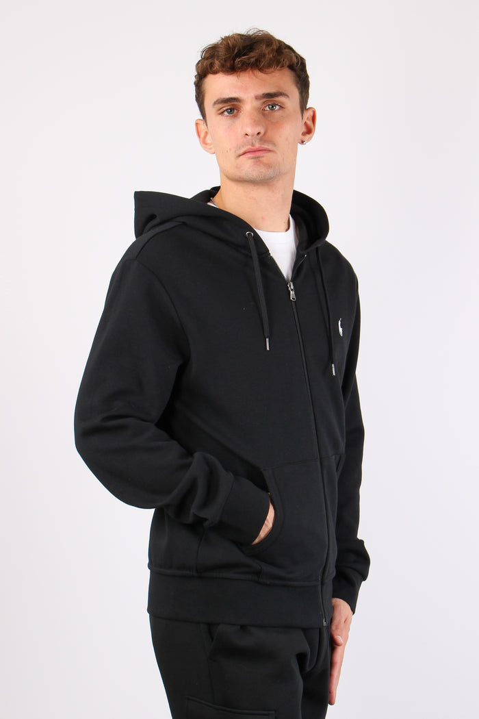 Felpa Zip Cappuccio Logo Polo Black-4