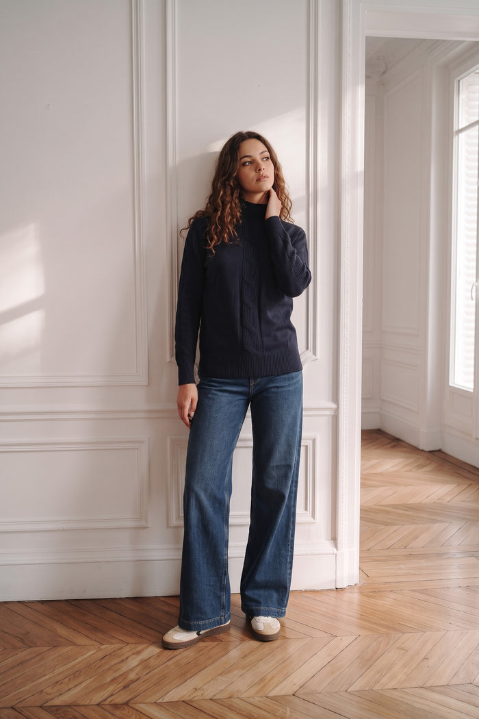 Maglia Viscosa Treccia Blu