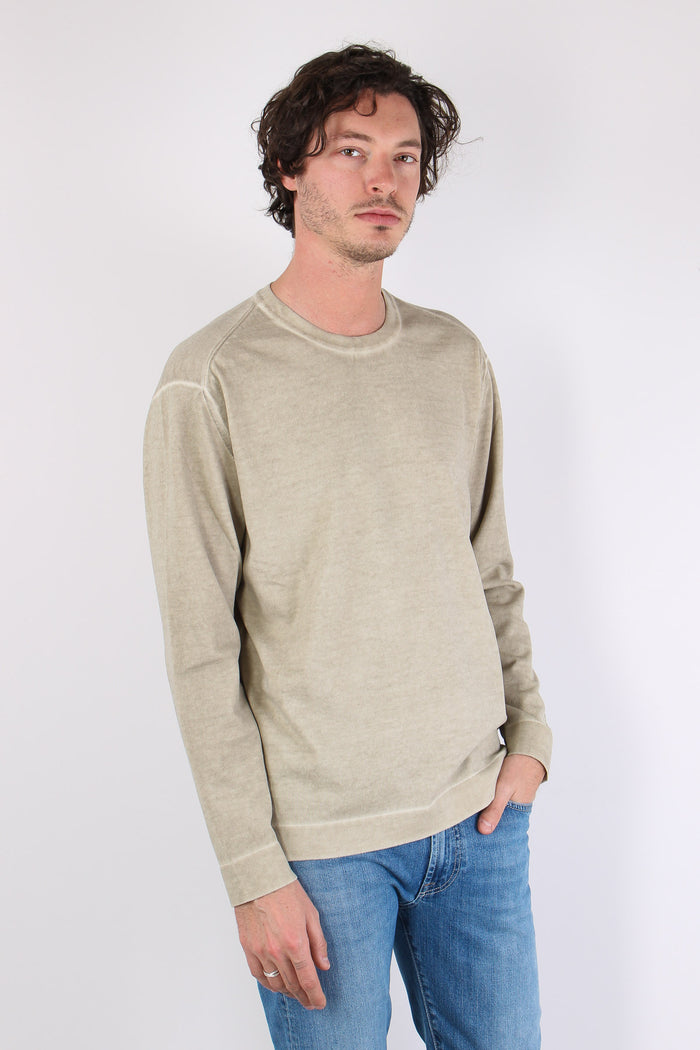 Maglia Doppia Tintura Effetto Lino Cement-7