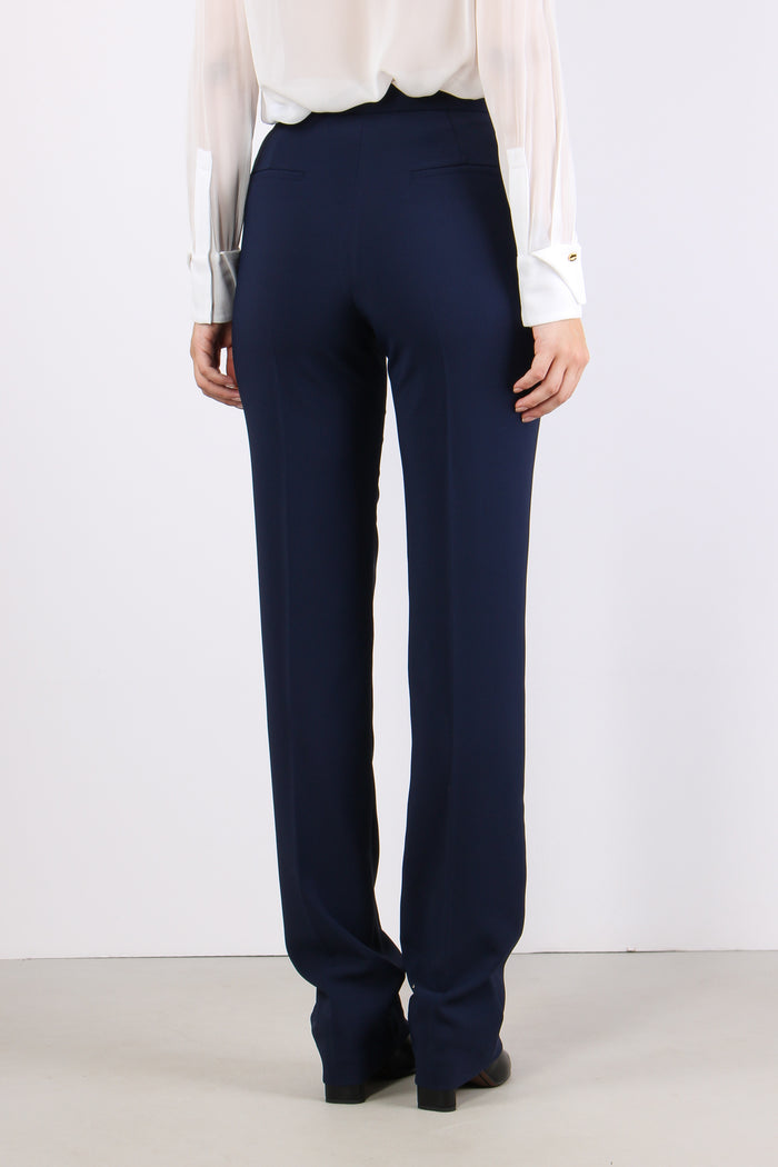 Pantalone Slim Fit Crepe Blu Notte-4