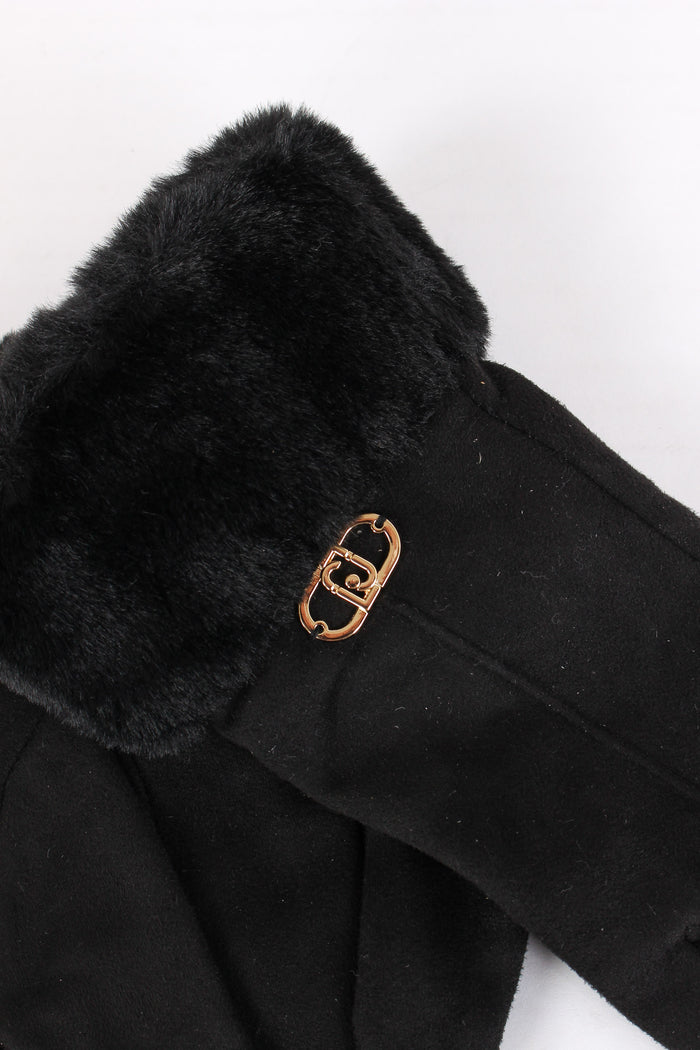 Guanti Effetto Scamosciato Nero-4