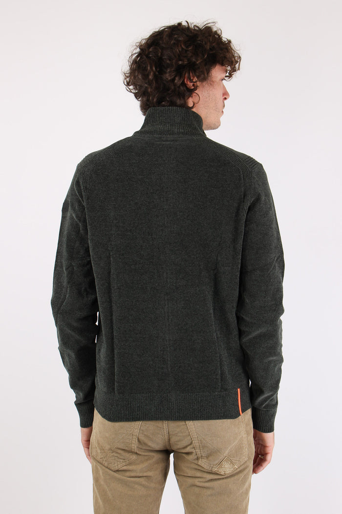 Maglia Zip Velluto Forest Green-5