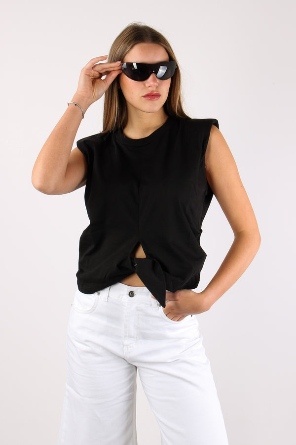T-shirt Nodo Spalline Nero-2
