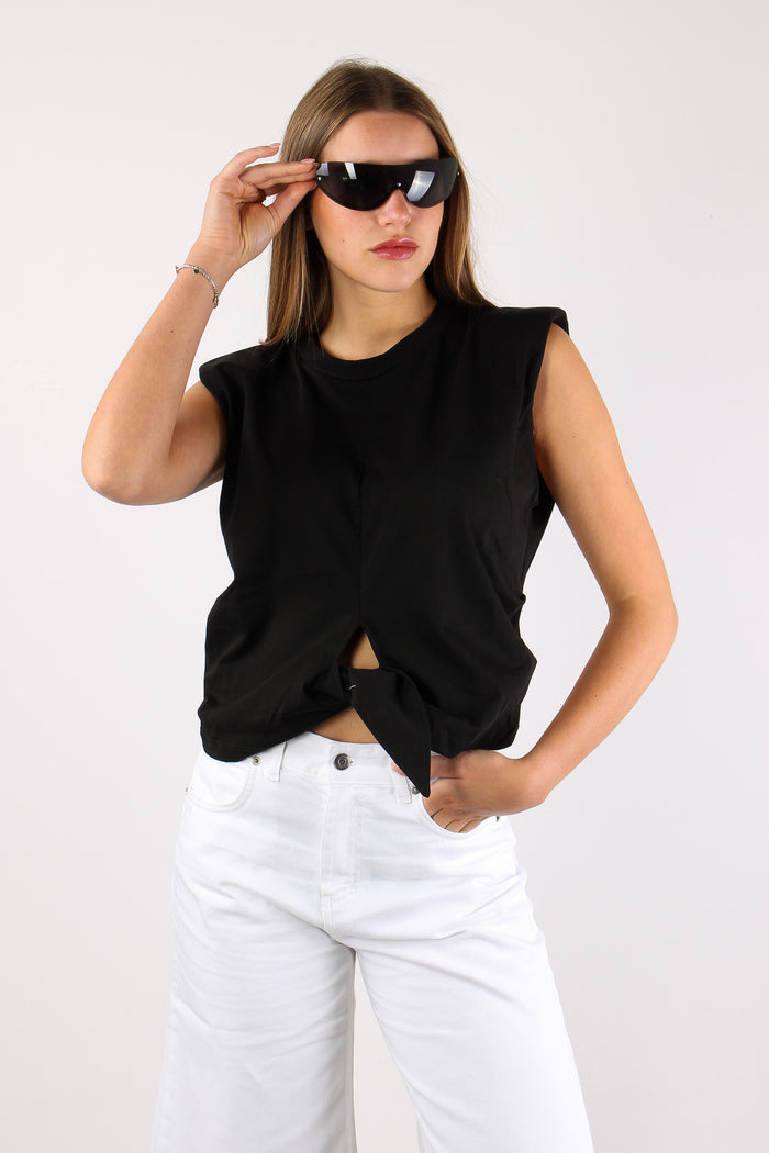 T-shirt Nodo Spalline Nero-2