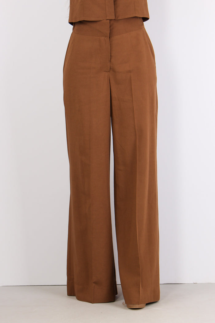 Pantalone Palazzo Gamba Dritta Tabacco-2