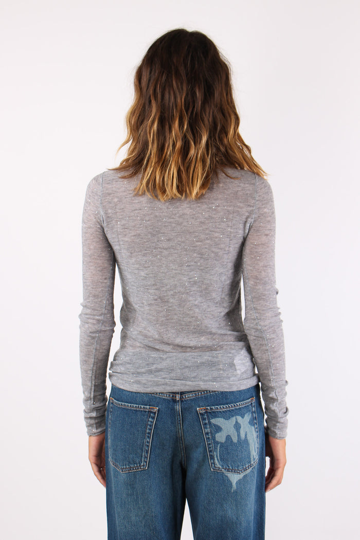 Moss Maglia Lana Paillettes Grigio Pioggerella-4