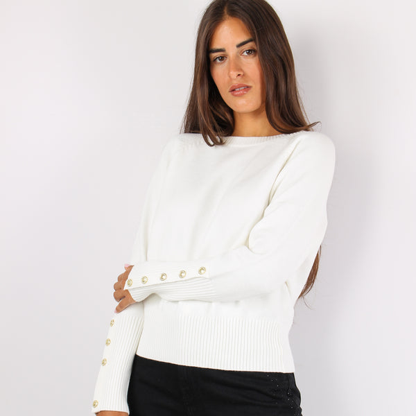 Arwan Maglia Bottoni Manica Latte-2