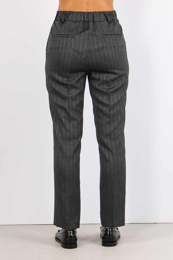 Baetis Pantalone Gessato Lurex Grigio-4