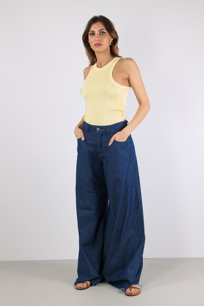 Pantalone Palazzo Chambray Denim-5