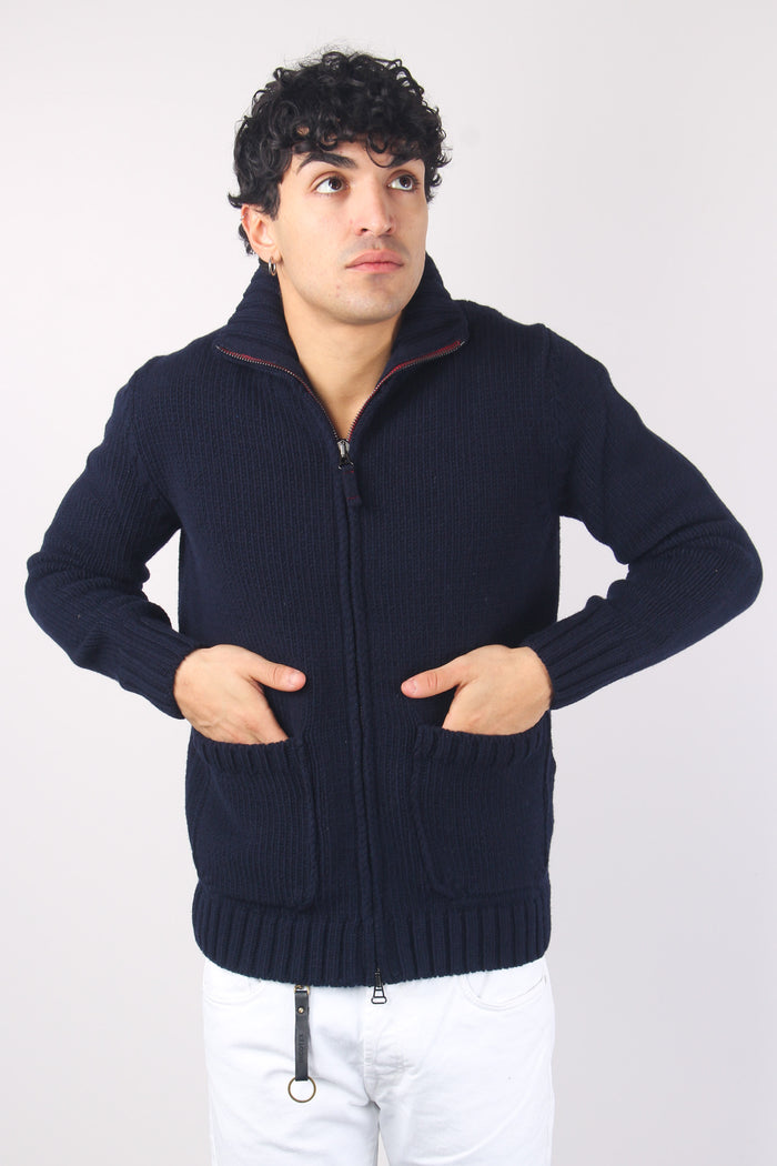 Maglia Full Zip Lana Merinos Navy-3