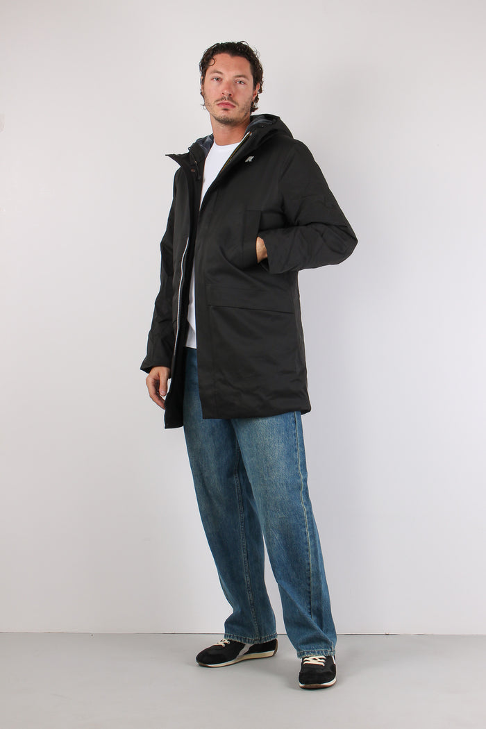 Giubbotto Lungo Inserto Marmotta Black/ P-blue