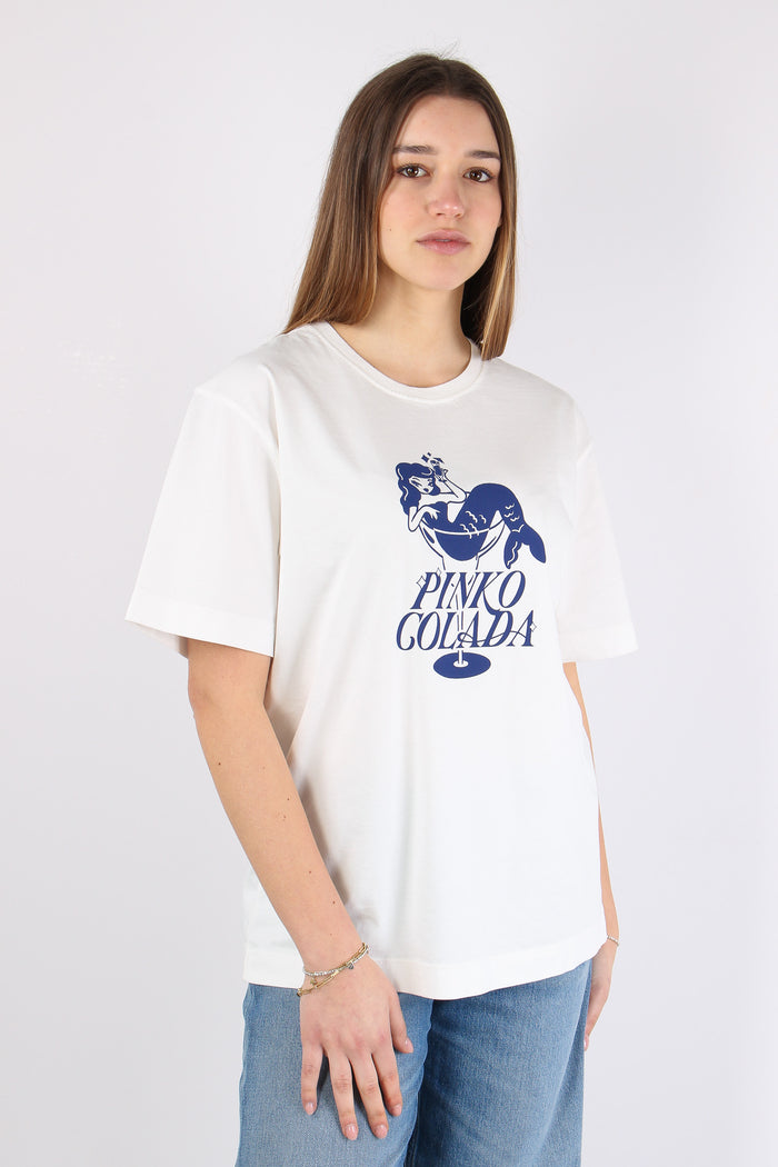 Strepitoso T-shirt Stampa Cola Bianco/blu-4