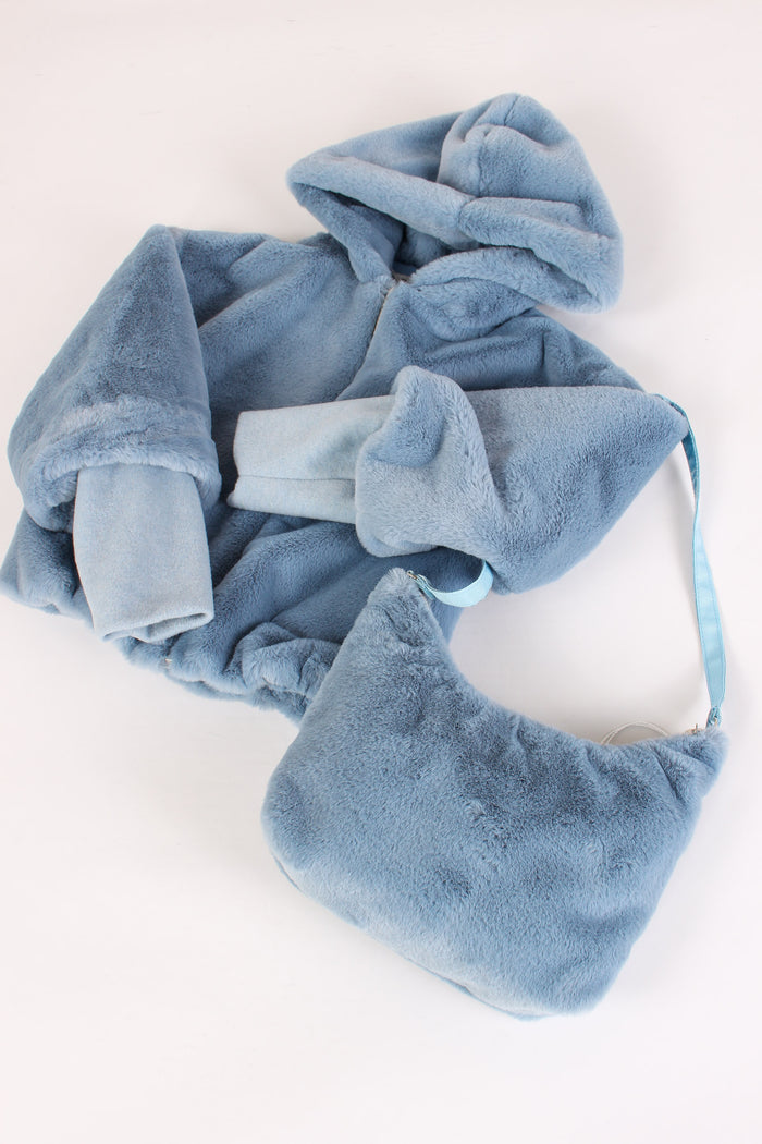 Pelliccia Cappuccio Azzurro-2