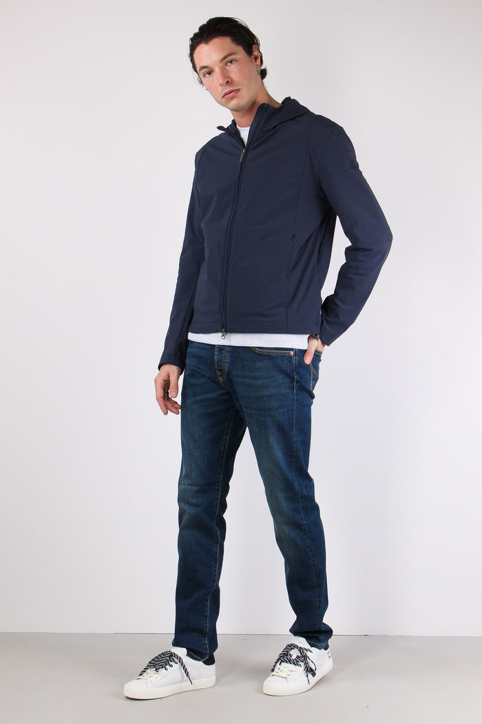 Giubbotto Stretch Cappuccio Navy-5