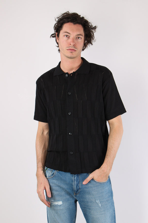 Camicia Lavorata Triangoli Nero