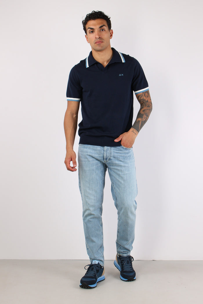 Polo Derby Filo Riga Contrasto Navy Blue