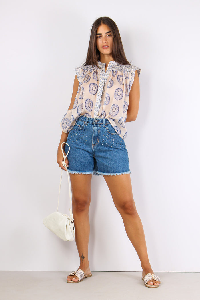 Short Denim Strass Borchie Denim-6