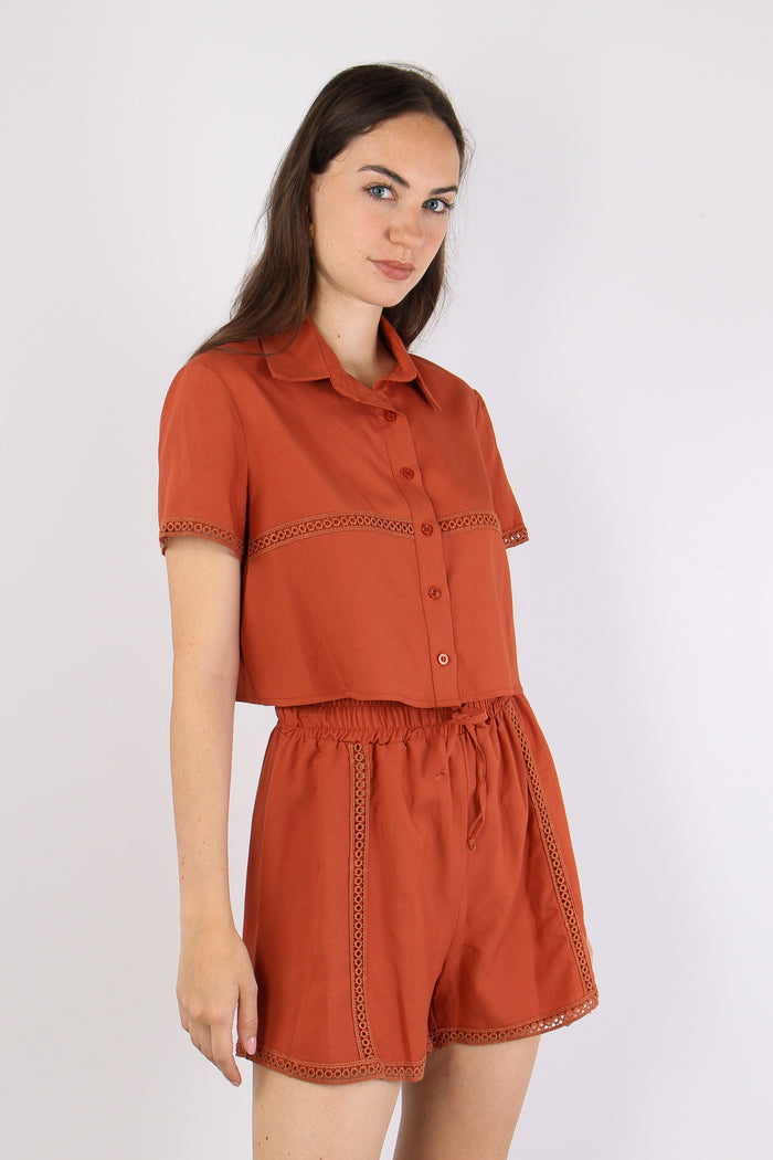 Camicia Corta Inserto Macrame Grondaia-7