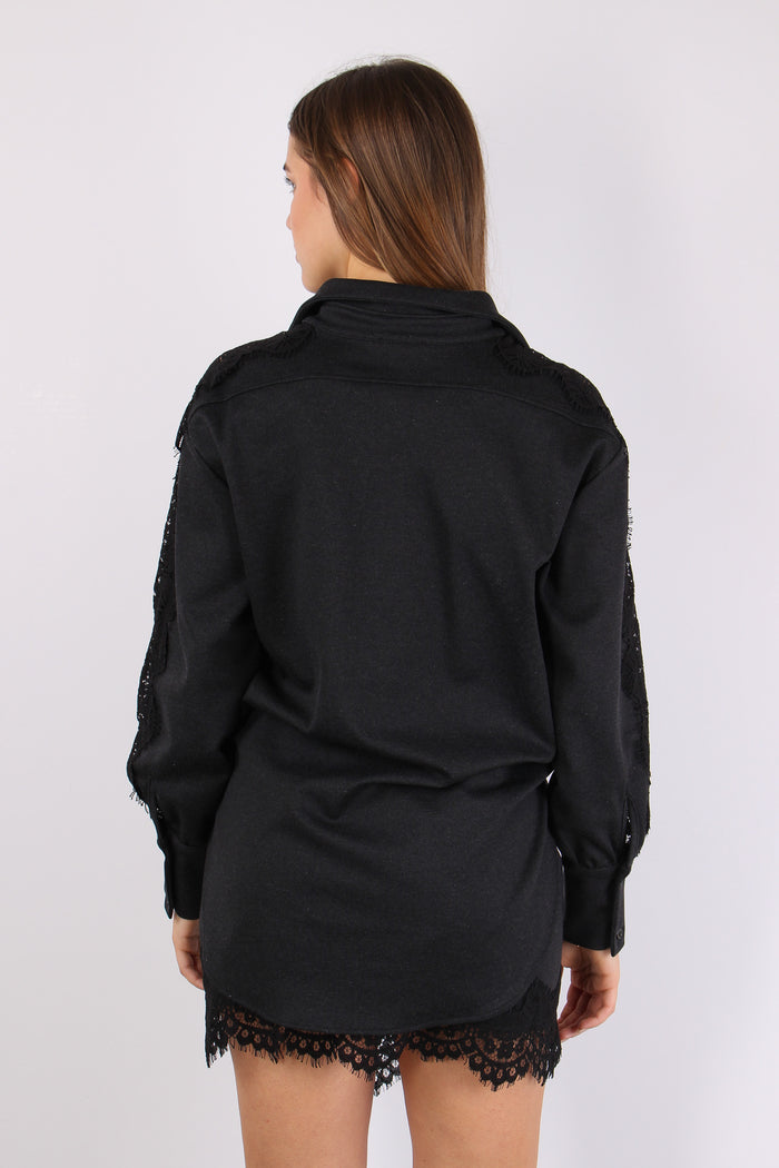 Camicia Over Inserto Pizzo Antracite-5