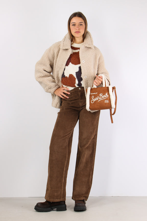 Cappotto Teddy Patch Panna