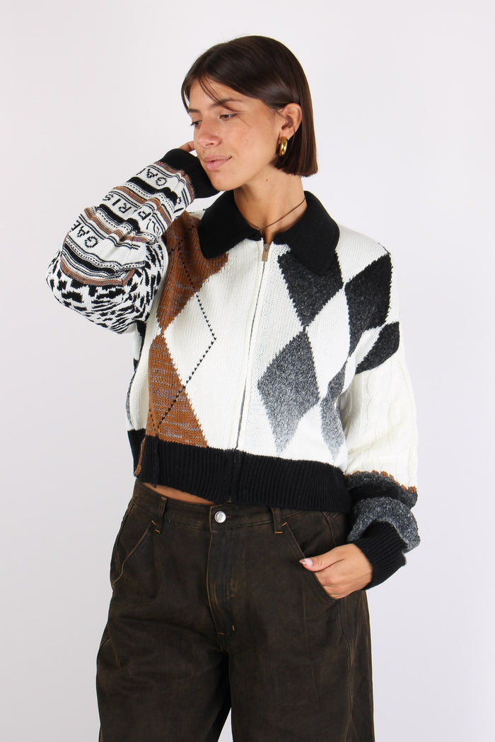 Full Zip Losanghe Crema