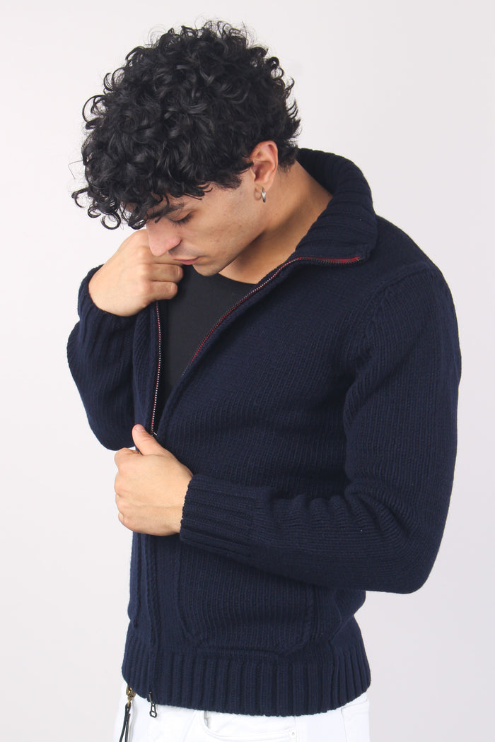 Maglia Full Zip Lana Merinos Navy-6