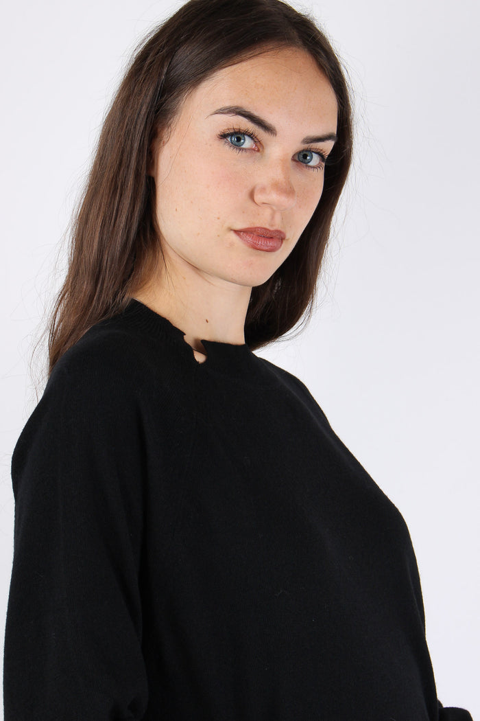 Maglia Misto Lana Spacco Nero-10