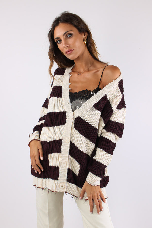 Cardigan Riga Panna/bordeaux-2