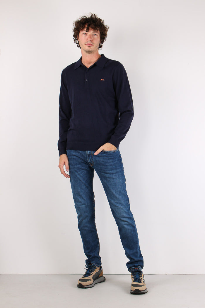 Polo Mezza Zip Navy Blue-2