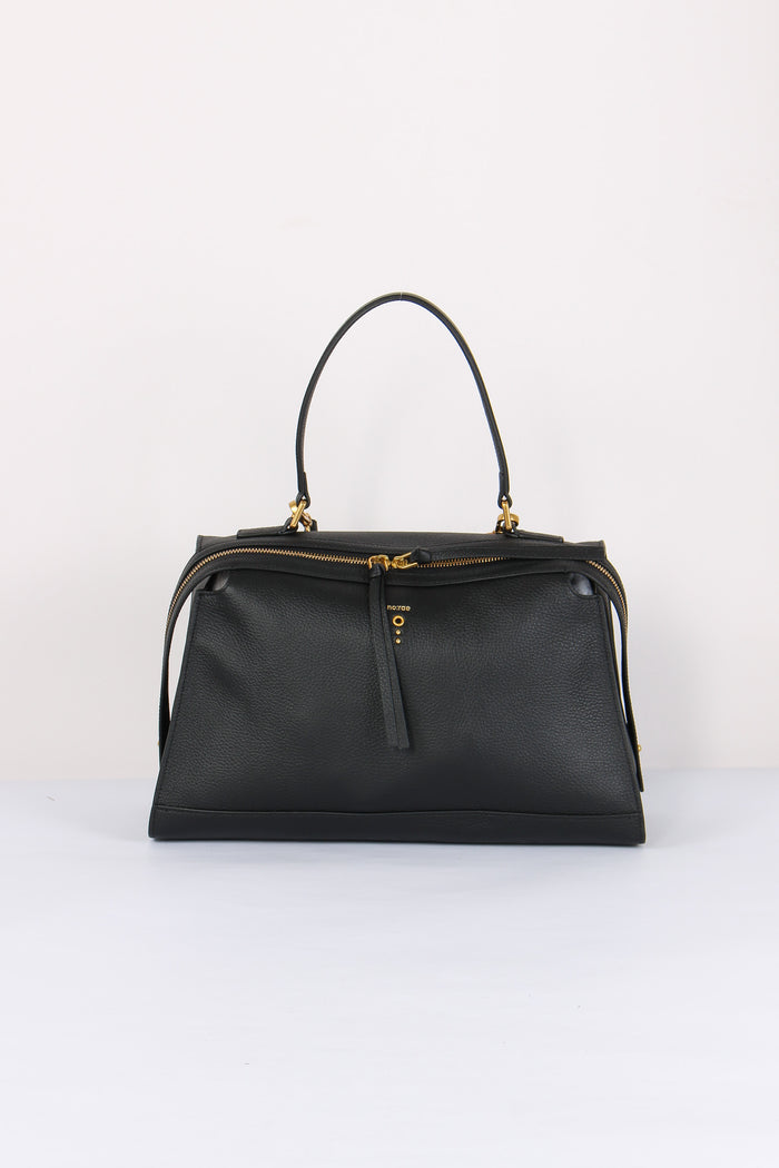 Maxi Trapezio Pelle Martellata Black