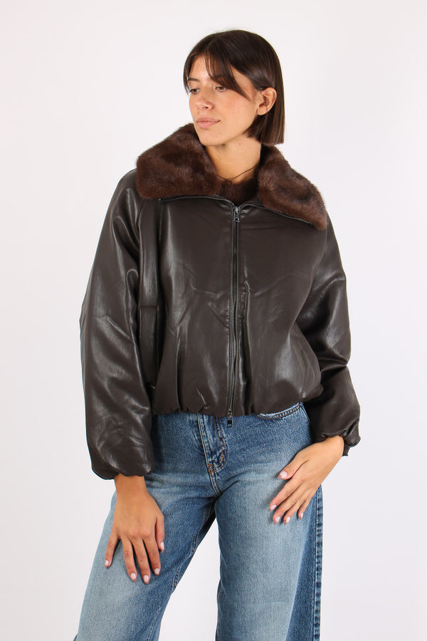 Bomber Ecopelle Pelo Moro-2