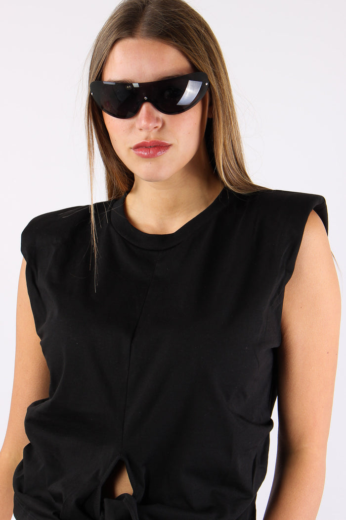 T-shirt Nodo Spalline Nero-5