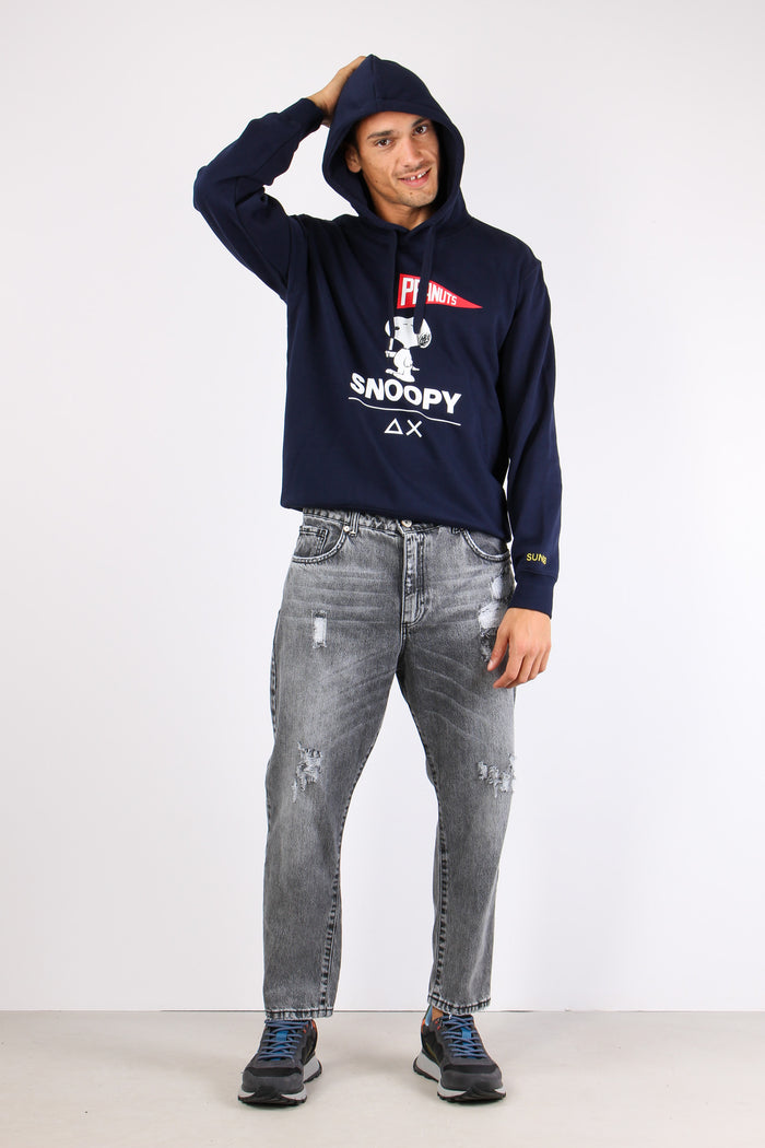 Felpa Cappuccio Maxi Stampa Navy Blue-4