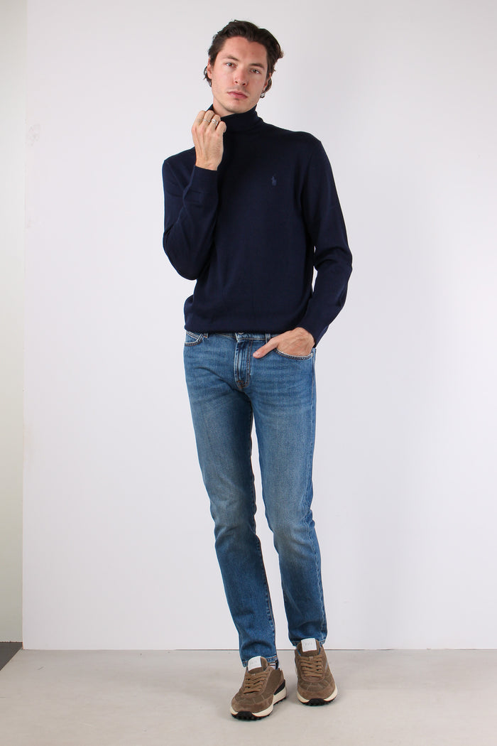 Maglia Collo Alto Lana Merinos Hunter Navy-2