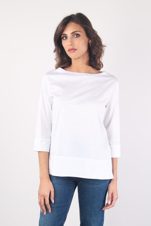 T-shirt Scollo Barca Jersey Bianco Ottico