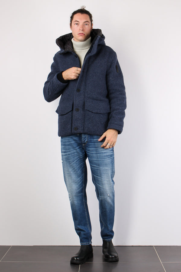 Cappotto Lana Boucle Navy Blue-2