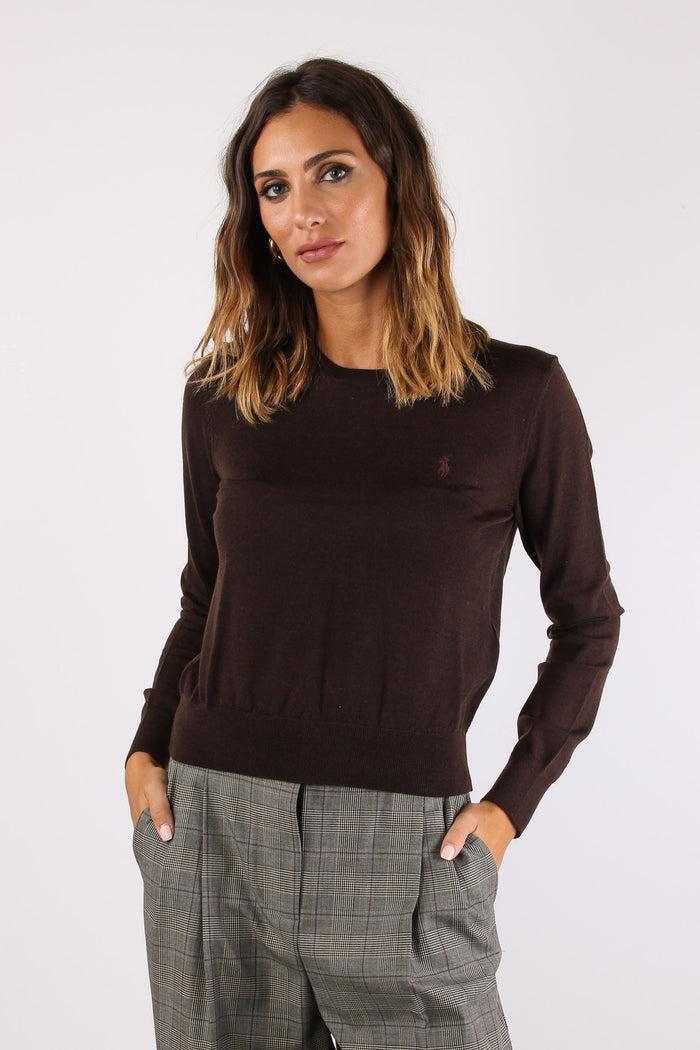 Maglia Girocollo Lana Merinos Chocolate Melange