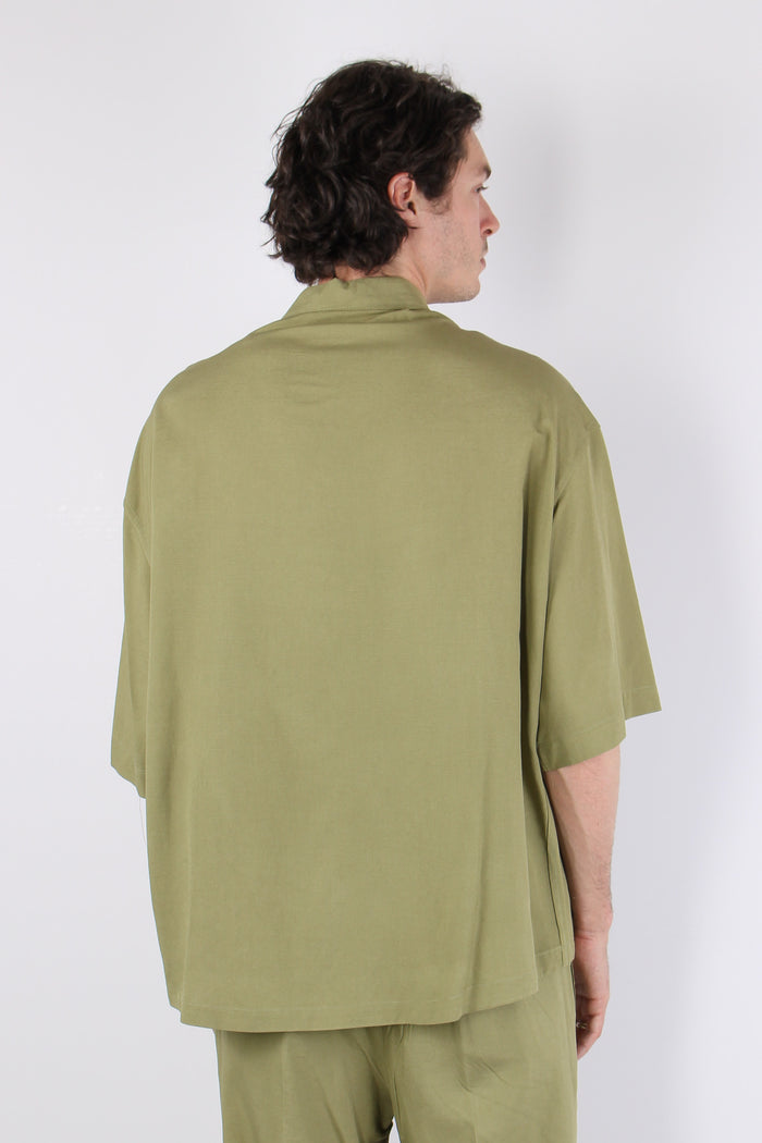 Camicia Mc Viscosa Lino Oliva-5