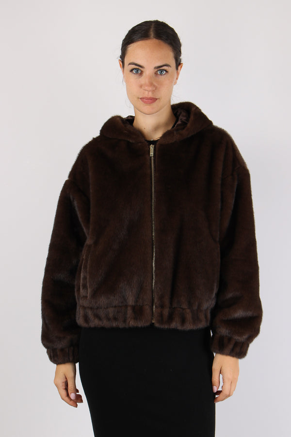 Pelliccia Cappuccio Zip Moro-2