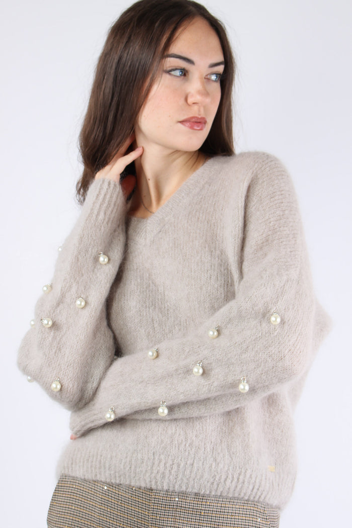Maglia Manica Perle Nude-3