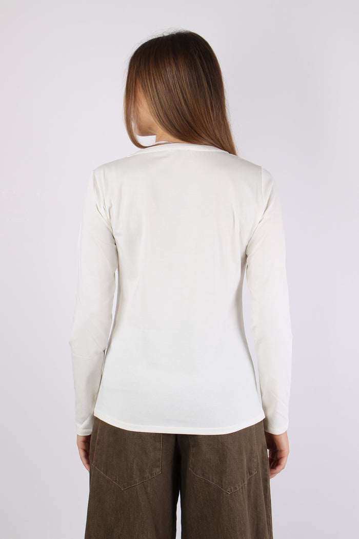 T-shirt Manica Corta Logo Bianco Latte-4