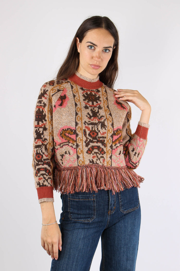 Maglia Jacquard Fondo Frange Fantasia-3