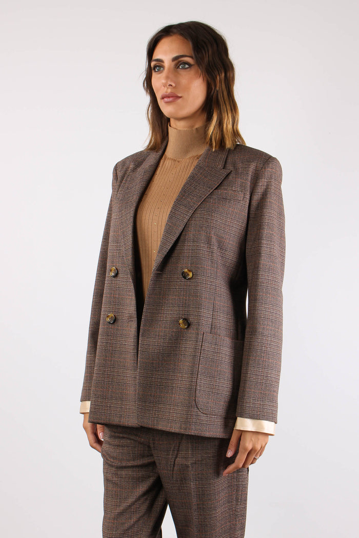Giacca Doppiopetto Manica Camicia Tartan-7