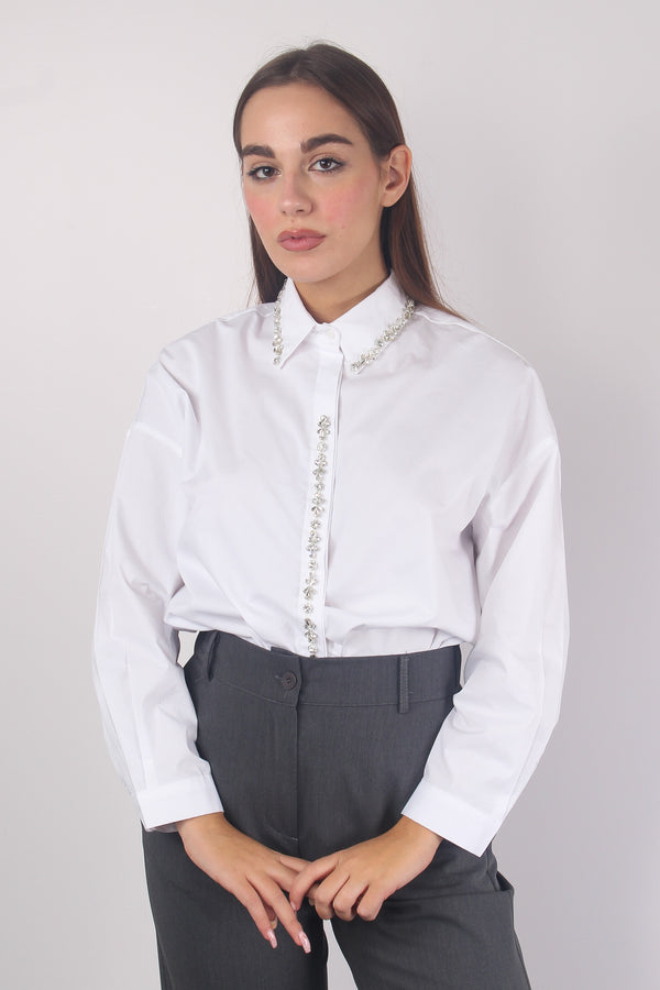 Camicia Inserto Pietre Bianco