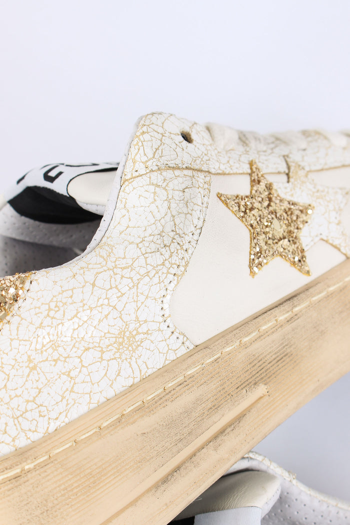 Sneakers Enjoy Star Glitter Bianco/oro-6
