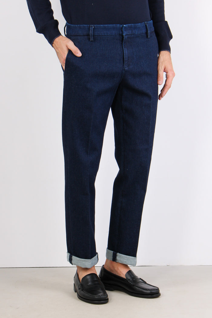 Gaubert Pantalone Effetto Deni Blu Medio-6