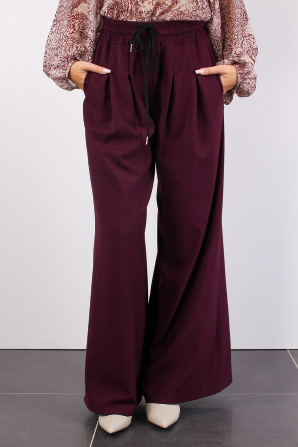 Pantalone Palazzo Effetto Lana Bordeaux-2