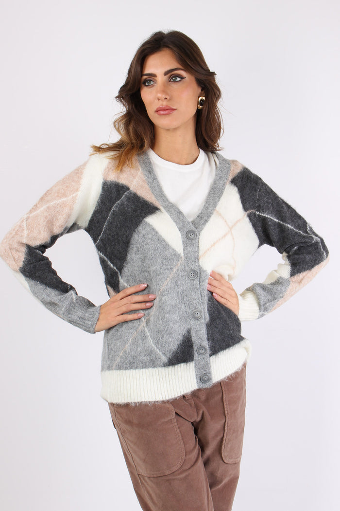 Cardigan Losanghe Rosa/grigio-2