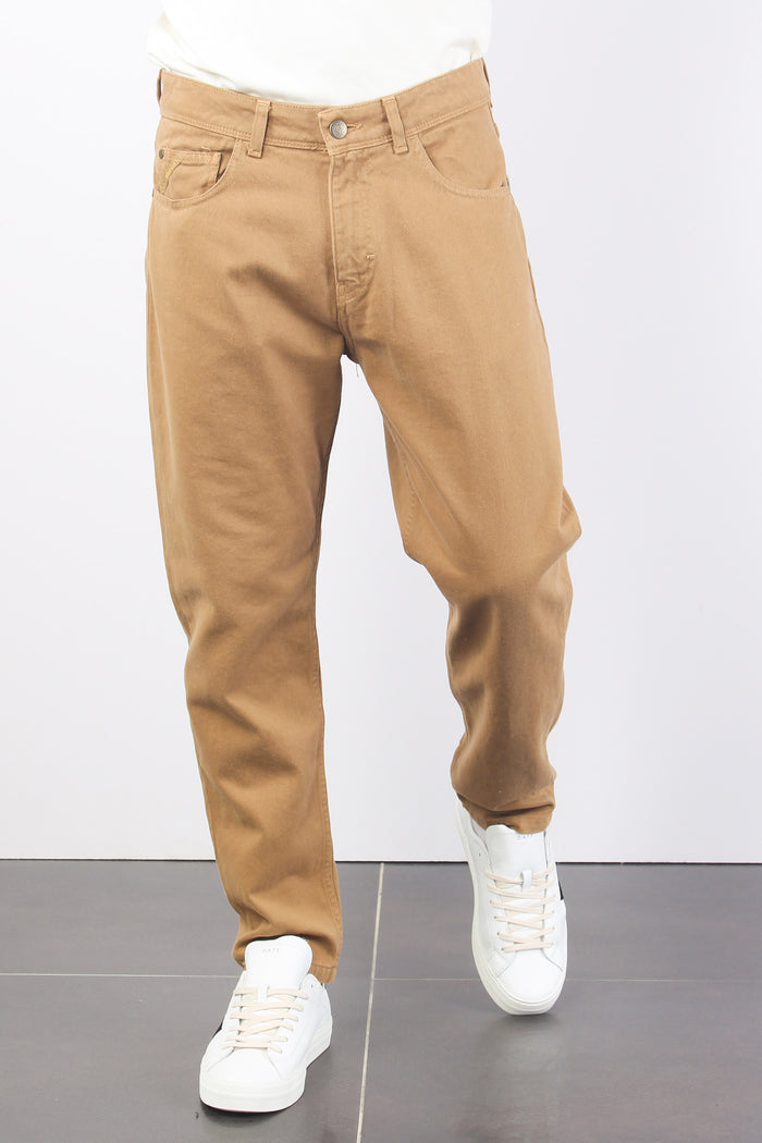Pantalone Cropped Gabardina Miele-2