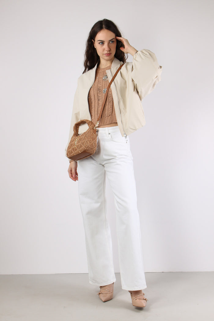 Bomber Arriccio Fondo Bianco Crema